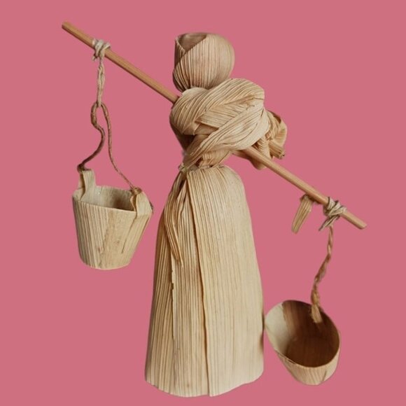 Vintage corn husk straw family lot of 8 - Picture 6 of 12